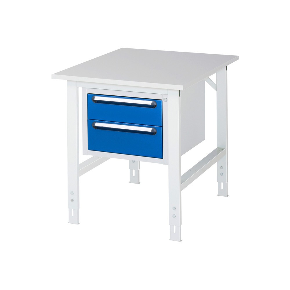 Produktabbildung Nr. 1: RAU höhenverstellbarer Werktisch Serie TOM, HxBxT 760-1.080 x 750 x 1.000 mm, 2 Schubladen, Arbeitsplatte Melamin-Belag