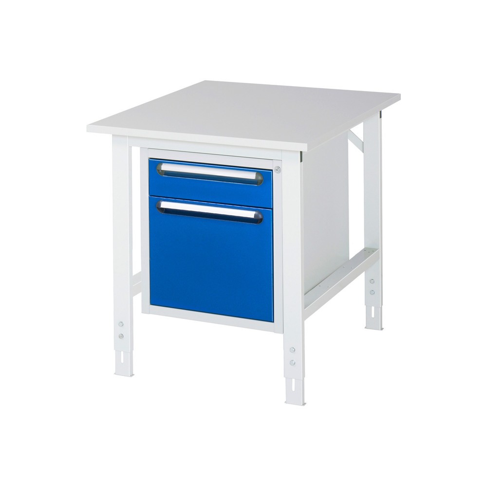 Produktabbildung Nr. 1: RAU höhenverstellbarer Werktisch Serie TOM, HxBxT 760-1.080 x 750 x 1.000 mm, 2 Schubladen, Arbeitsplatte Melamin-Belag