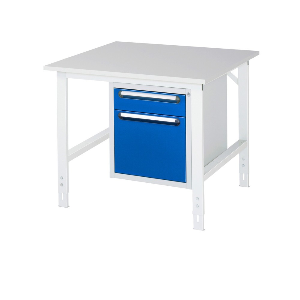 Produktabbildung Nr. 1: RAU höhenverstellbarer Werktisch Serie TOM, HxBxT 760-1.080 x 1.000 x 1.000 mm, 2 Schubladen, Arbeitsplatte Melamin-Belag