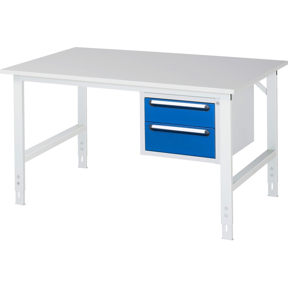 Produktabbildung Nr. 1: RAU höhenverstellbarer Werktisch Serie TOM, HxBxT 760-1.080 x 1.500 x 1.000 mm, 2 Schubladen, Arbeitsplatte Melamin-Belag