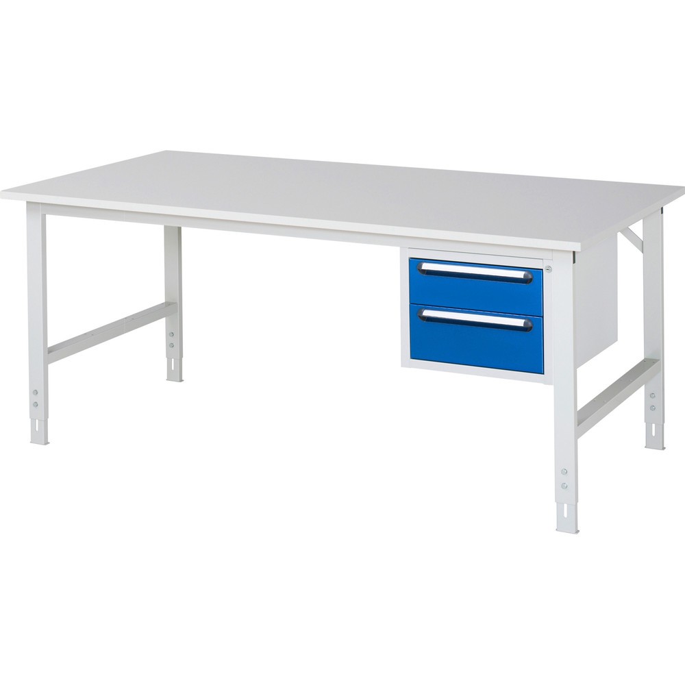 Produktabbildung Nr. 1: RAU höhenverstellbarer Werktisch Serie TOM, HxBxT 760-1.080 x 2.500 x 1.000 mm, 2 Schubladen, Arbeitsplatte Melamin-Belag