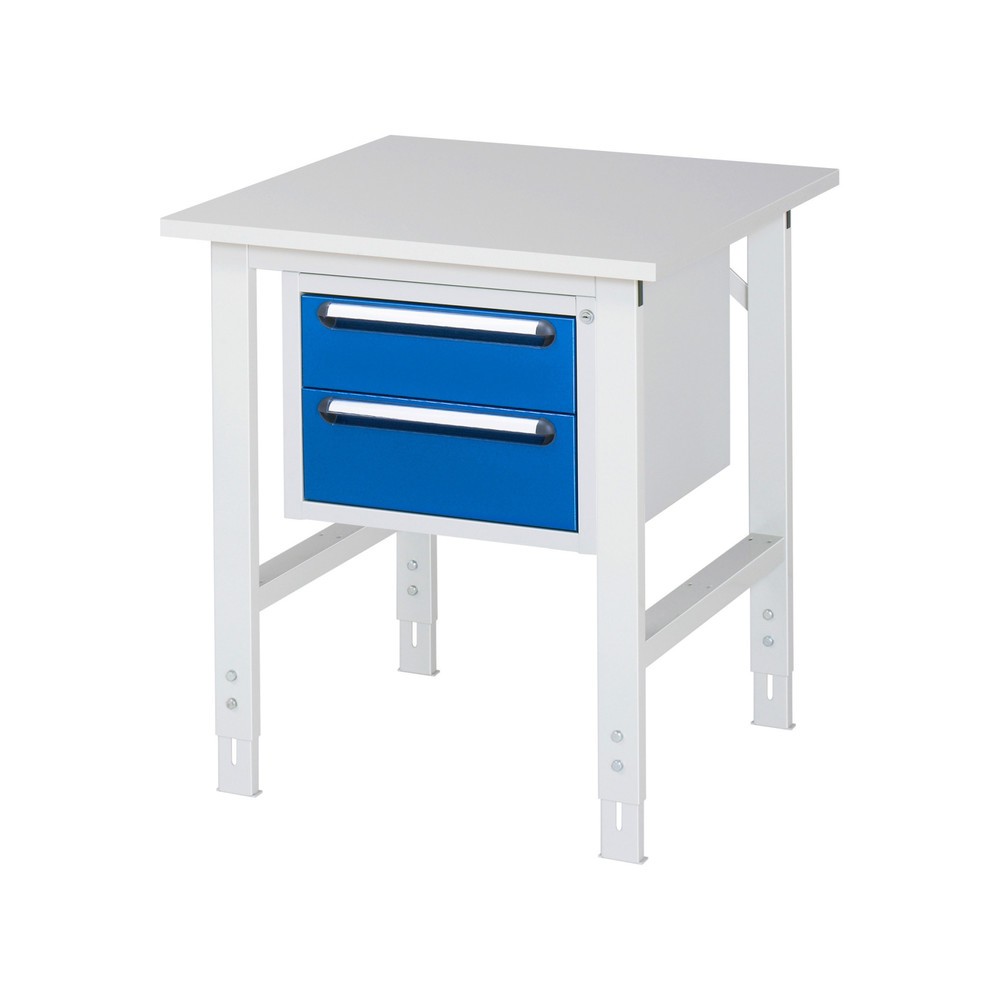 Produktabbildung Nr. 1: RAU höhenverstellbarer Werktisch Serie TOM, HxBxT 760-1.080 x 750 x 800 mm, 2 Schubladen, Arbeitsplatte Melamin-Belag