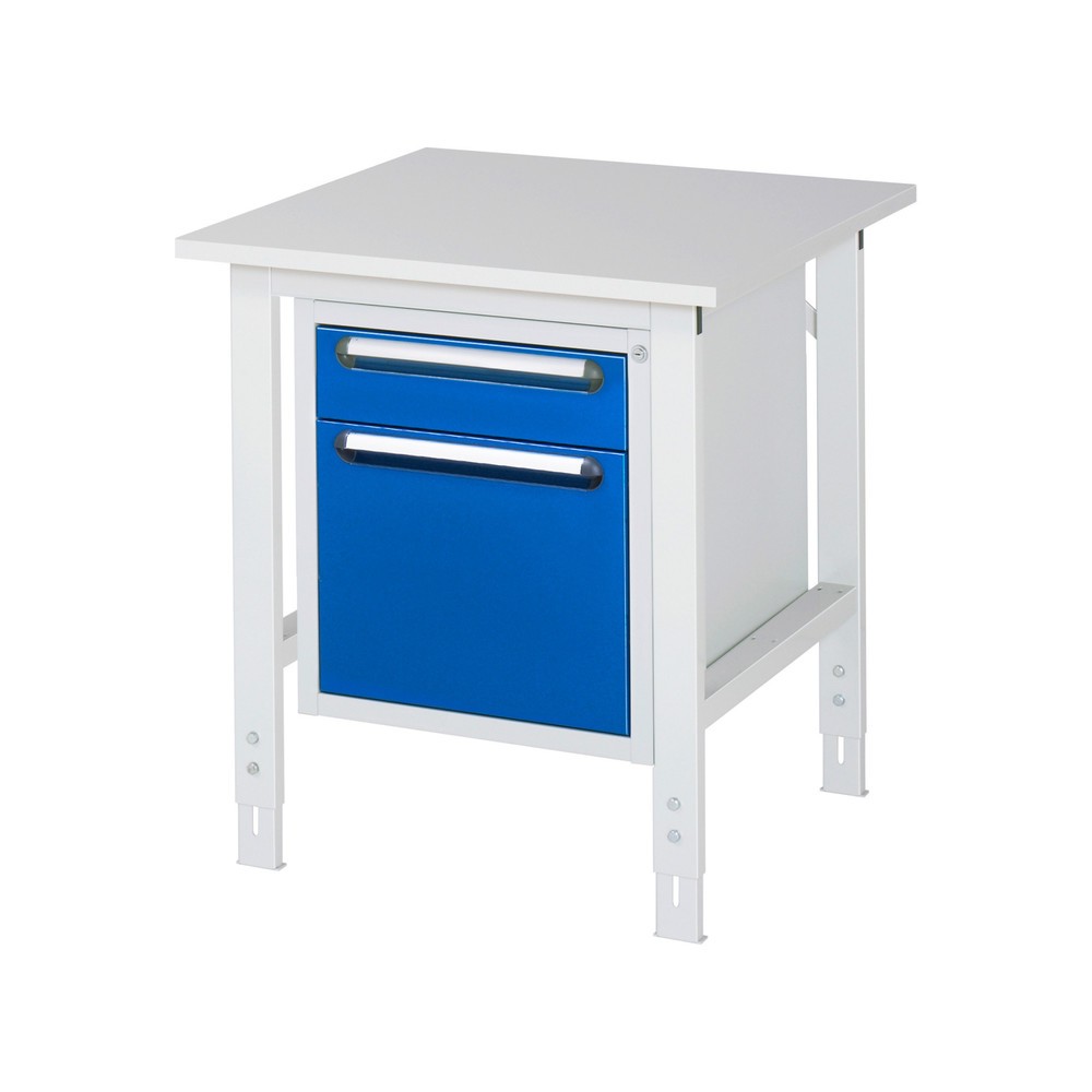 Produktabbildung Nr. 1: RAU höhenverstellbarer Werktisch Serie TOM, HxBxT 760-1.080 x 750 x 800 mm, 2 Schubladen, Arbeitsplatte Melamin-Belag
