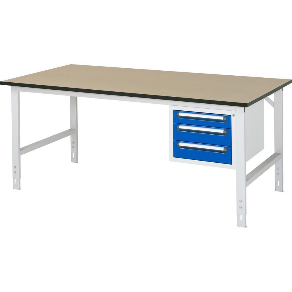 Produktabbildung Nr. 1: RAU höhenverstellbarer Werktisch Serie TOM, HxBxT 760-1.080 x 2.500 x 1.000 mm, 3 Schubladen, MDF Arbeitsplatte
