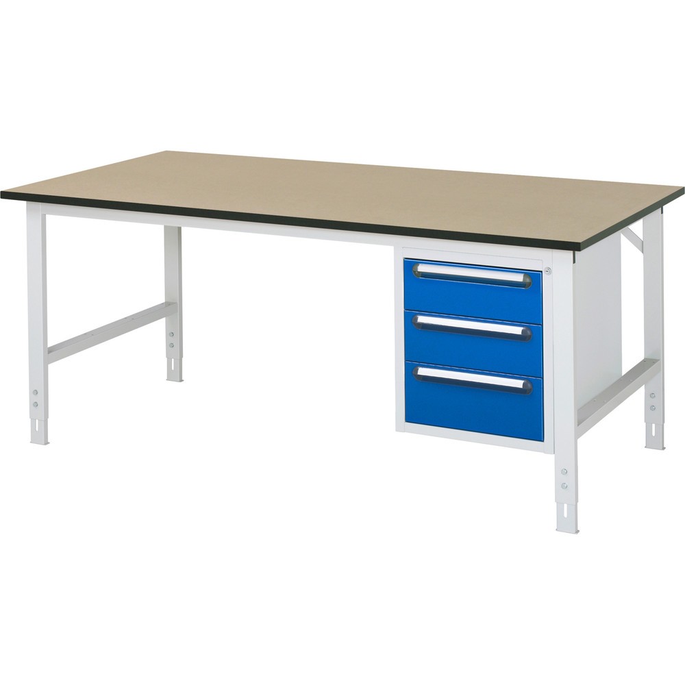 Produktabbildung Nr. 1: RAU höhenverstellbarer Werktisch Serie TOM, HxBxT 760-1.080 x 2.500 x 1.000 mm, 3 Schubladen, MDF Arbeitsplatte
