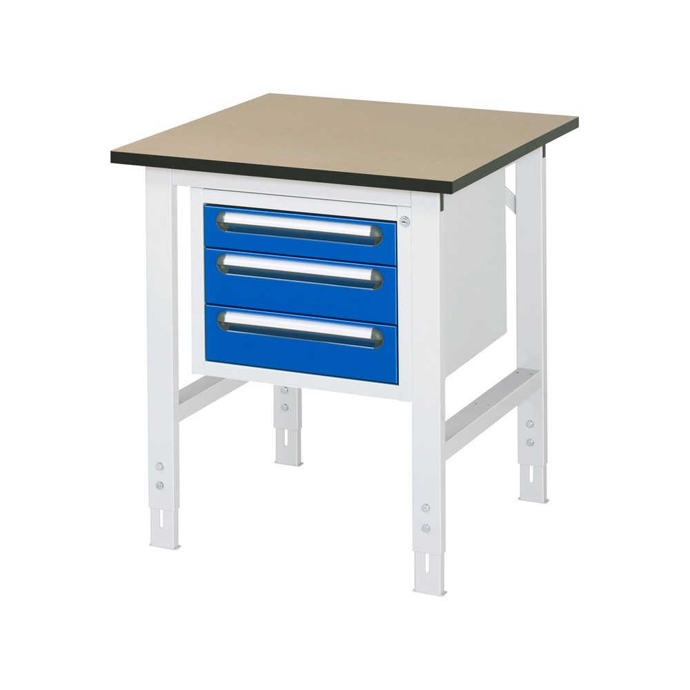 Produktabbildung Nr. 1: RAU höhenverstellbarer Werktisch Serie TOM, HxBxT 760-1.080 x 750 x 800 mm, 3 Schubladen, MDF Arbeitsplatte