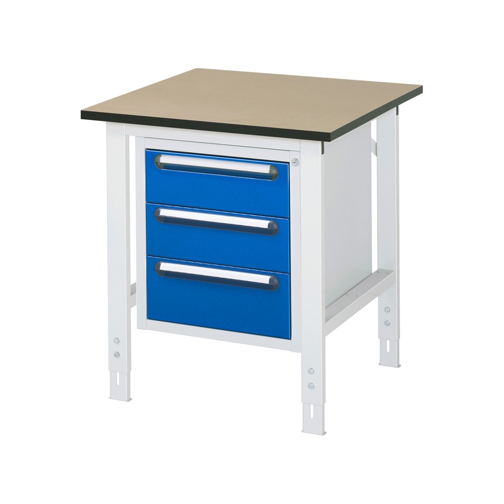 Produktabbildung Nr. 1: RAU höhenverstellbarer Werktisch Serie TOM, HxBxT 760-1.080 x 750 x 800 mm, 3 Schubladen, MDF Arbeitsplatte