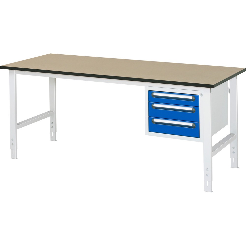 Produktabbildung Nr. 1: RAU höhenverstellbarer Werktisch Serie TOM, HxBxT 760-1.080 x 2.500 x 800 mm, 3 Schubladen, MDF Arbeitsplatte