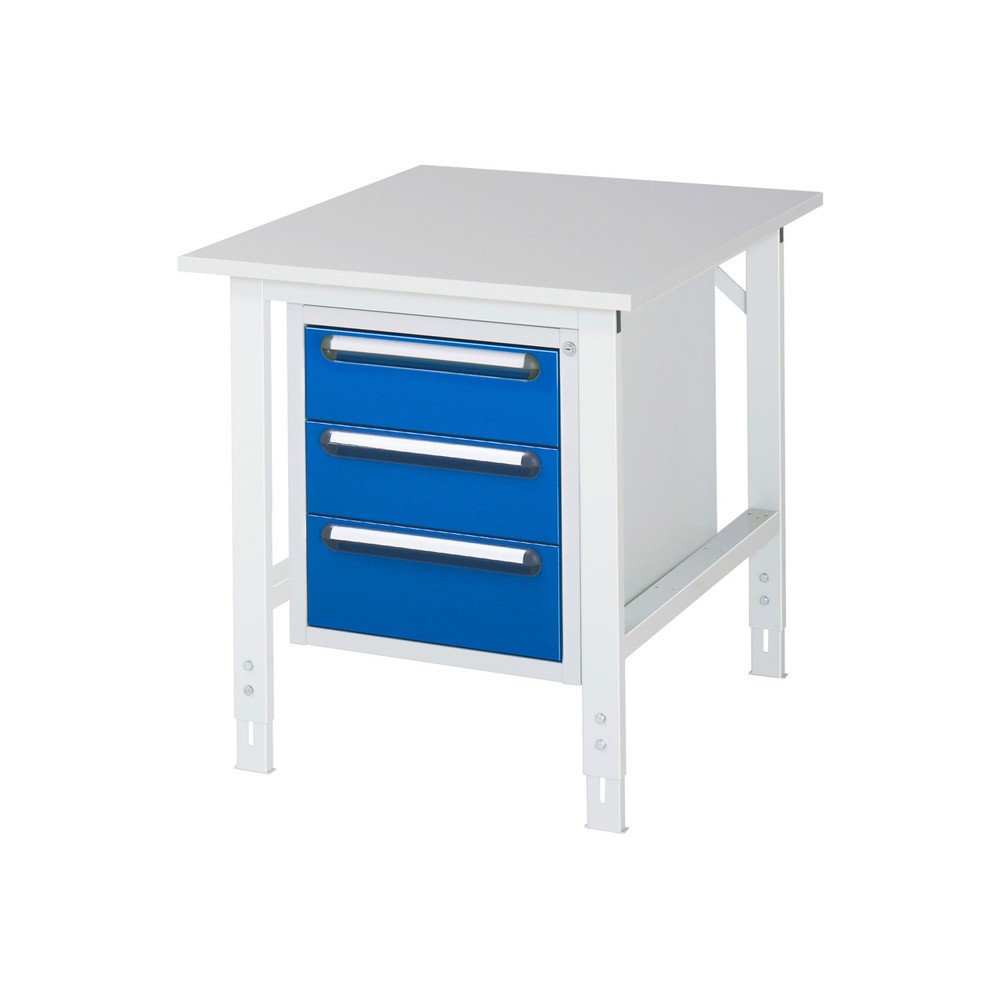 Produktabbildung Nr. 1: RAU höhenverstellbarer Werktisch Serie TOM, HxBxT 760-1.080 x 750 x 1.000 mm, 3 Schubladen, Arbeitsplatte Melamin-Belag