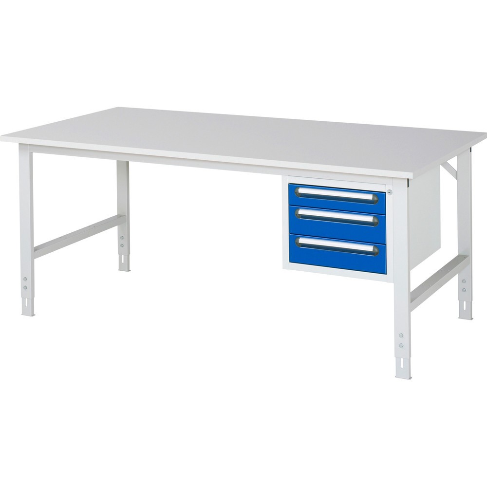 Produktabbildung Nr. 1: RAU höhenverstellbarer Werktisch Serie TOM, HxBxT 760-1.080 x 2.500 x 1.000 mm, 3 Schubladen, Arbeitsplatte Melamin-Belag