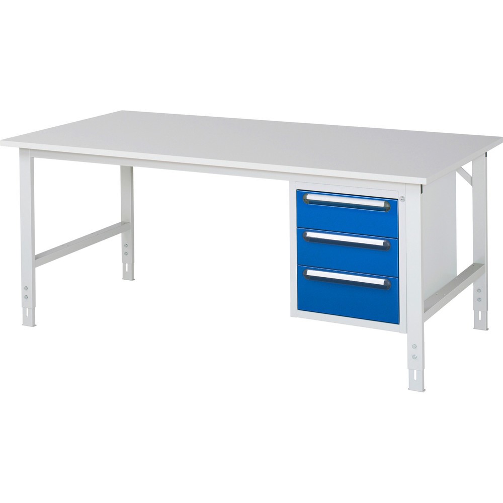 Produktabbildung Nr. 1: RAU höhenverstellbarer Werktisch Serie TOM, HxBxT 760-1.080 x 2.500 x 1.000 mm, 3 Schubladen, Arbeitsplatte Melamin-Belag