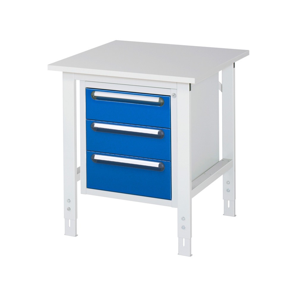 Produktabbildung Nr. 1: RAU höhenverstellbarer Werktisch Serie TOM, HxBxT 760-1.080 x 750 x 800 mm, 3 Schubladen, Arbeitsplatte Melamin-Belag