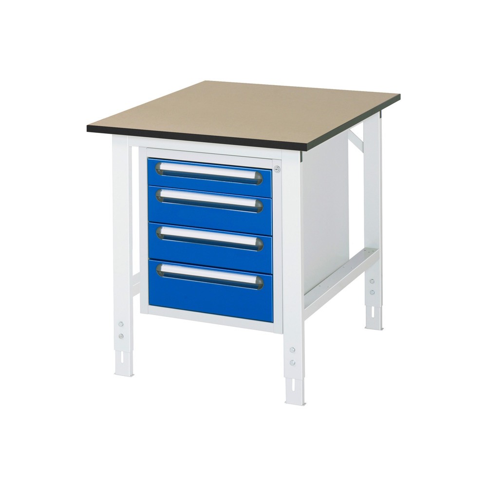 Produktabbildung Nr. 1: RAU höhenverstellbarer Werktisch Serie TOM, HxBxT 760-1.080 x 750 x 1.000 mm, 4 Schubladen, MDF Arbeitsplatte