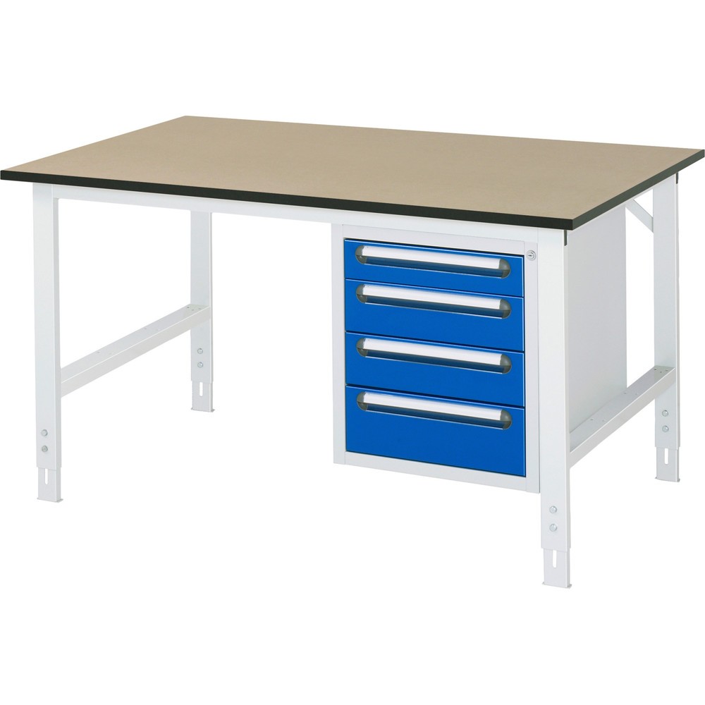Produktabbildung Nr. 1: RAU höhenverstellbarer Werktisch Serie TOM, HxBxT 760-1.080 x 1.500 x 1.000 mm, 4 Schubladen, MDF Arbeitsplatte
