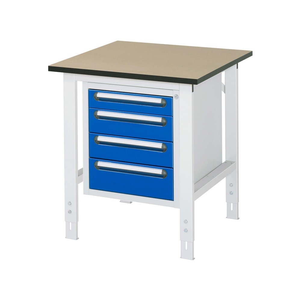 Produktabbildung Nr. 1: RAU höhenverstellbarer Werktisch Serie TOM, HxBxT 760-1.080 x 750 x 800 mm, 4 Schubladen, MDF Arbeitsplatte