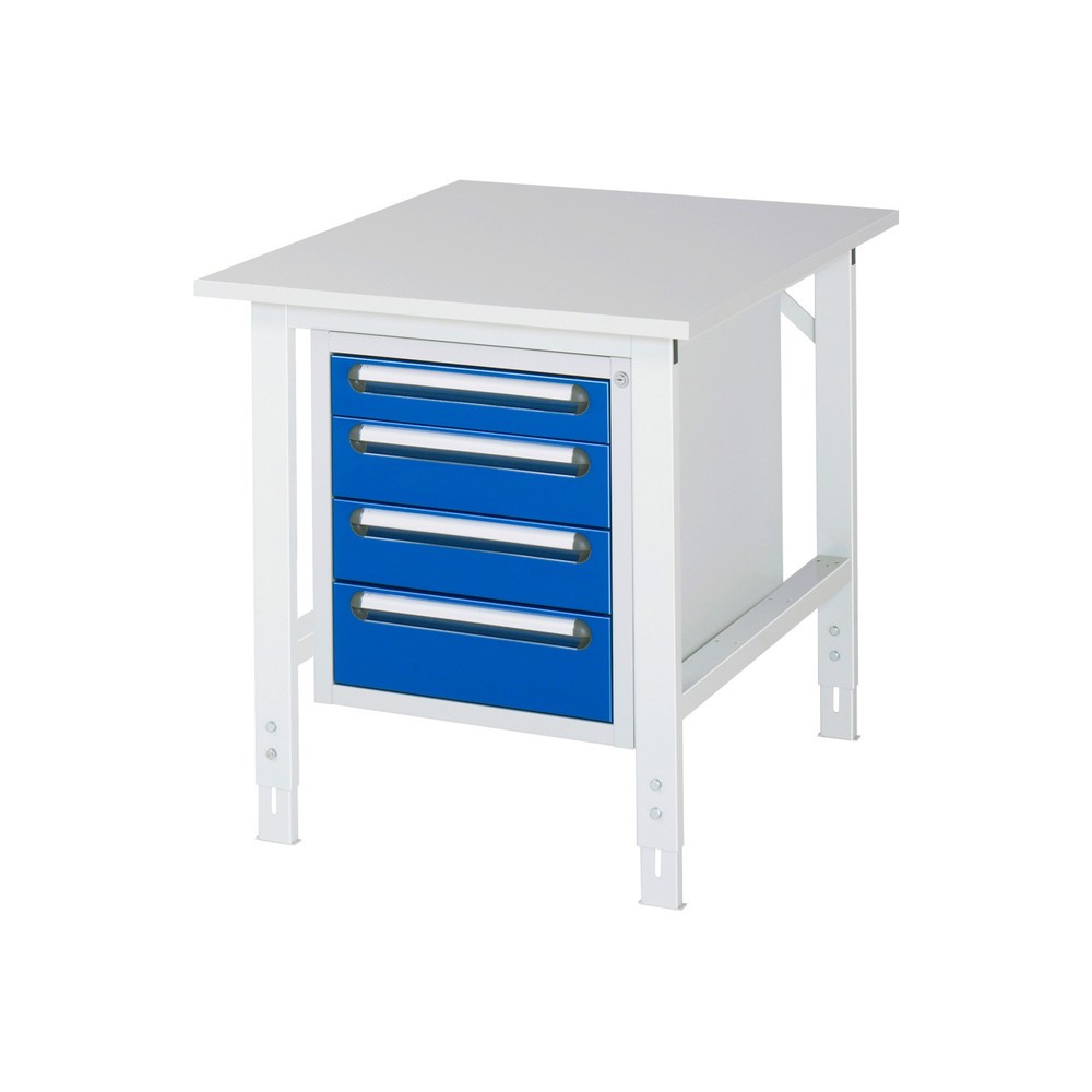 Produktabbildung Nr. 1: RAU höhenverstellbarer Werktisch Serie TOM, HxBxT 760-1.080 x 750 x 1.000 mm, 4 Schubladen, Arbeitsplatte Melamin-Belag