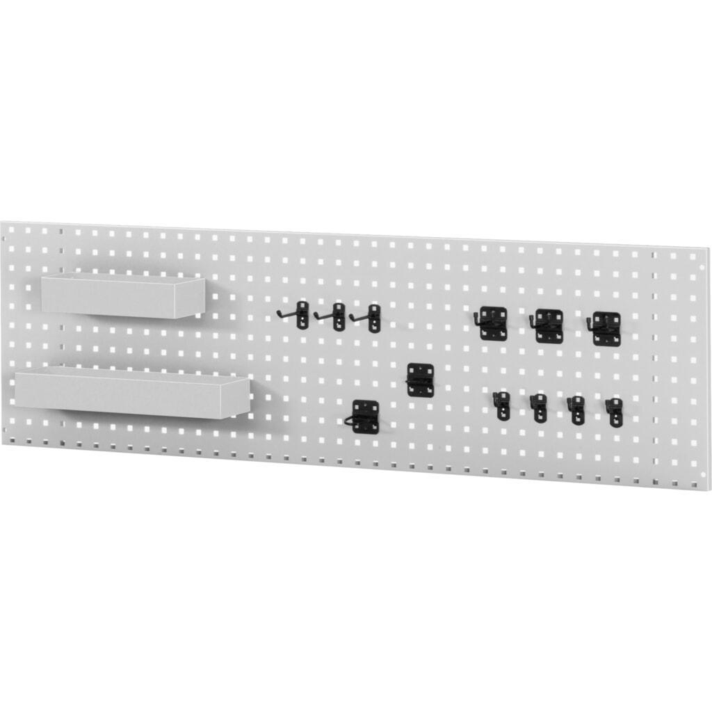 RAU Lochplatte zur Wandmontage, HxBxT 450 x 750 x 15 mm, inklusive Halterset Produktabbildung: RAU Lochplatte zur Wandmontage, HxBxT 450 x 750 x 15 mm, inklusive Halterset