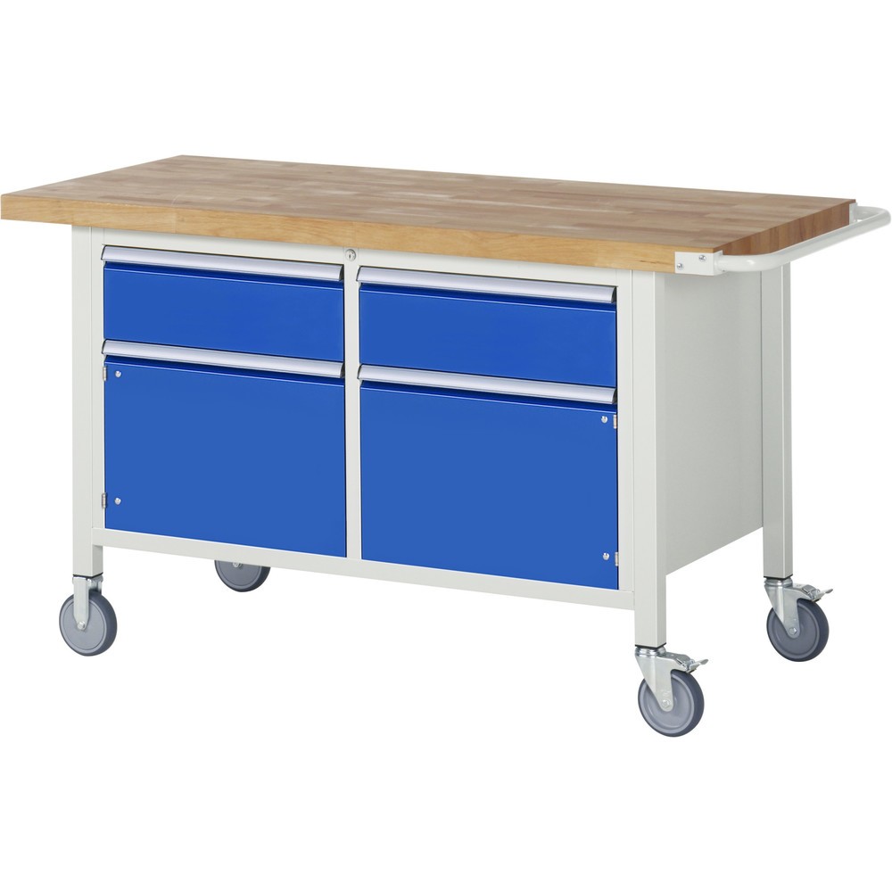 Produktabbildung Nr. 1: RAU mobile Werkbank Serie 8000, 1 Doppel-Container, 2 Flügeltüren, HxBxT 880 x 1.500 x 700 mm, 2 x 90%-Auszug-Schubladen