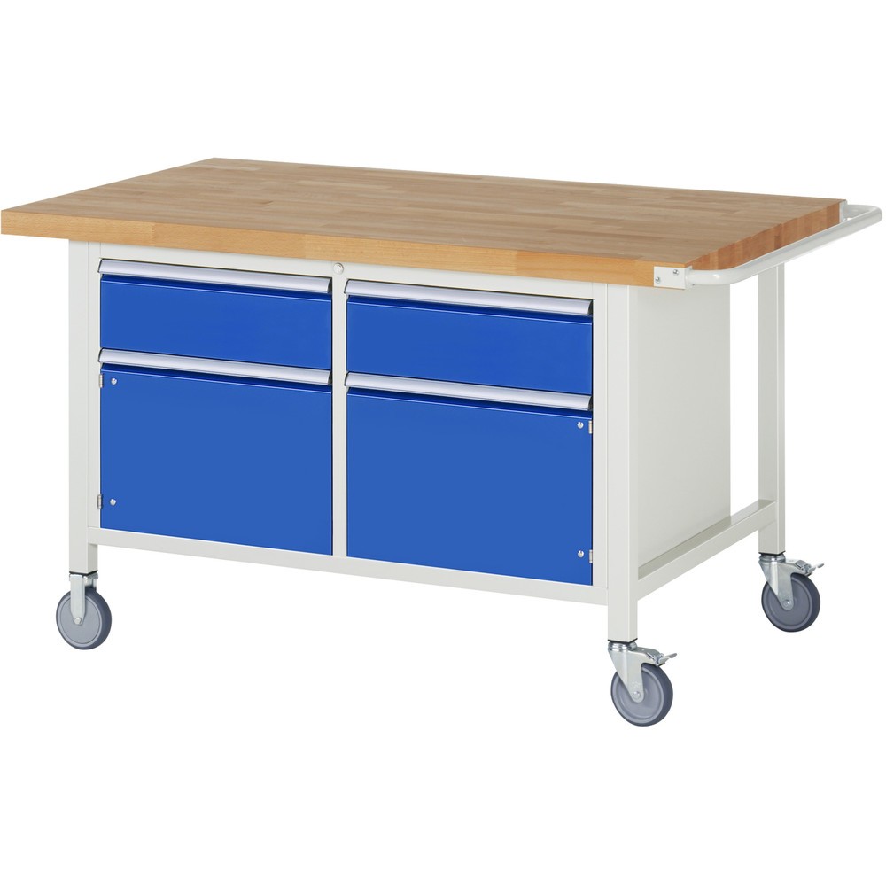 Produktabbildung Nr. 1: RAU mobile Werkbank Serie 8000, 1 Doppel-Container, 2 Flügeltüren, HxBxT 880 x 1.500 x 900 mm, 2 x 90%-Auszug-Schubladen