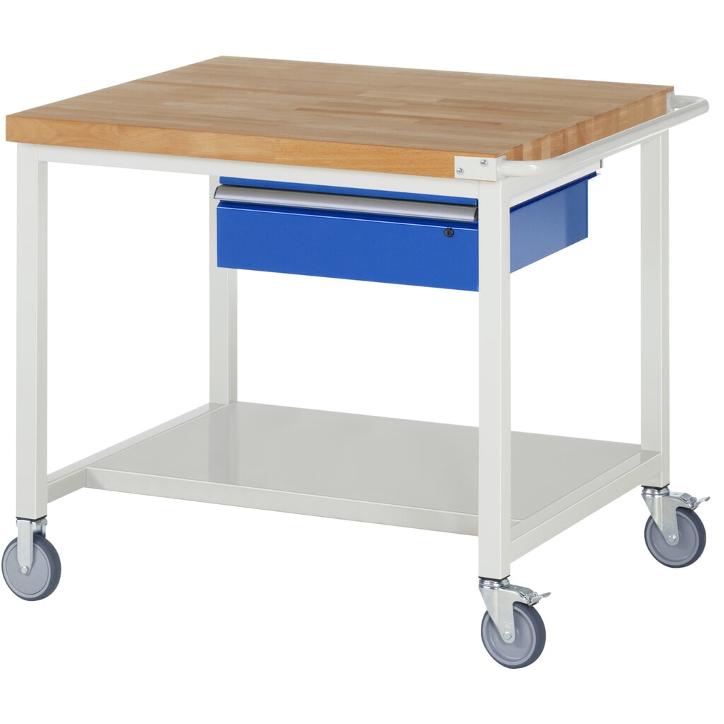RAU mobile Werkbank Serie 8000, HxBxT 880 x 1.000 x 900 mm, Ablageboden unten, mit 1 Schublade rechts Produktabbildung: RAU mobile Werkbank Serie 8000, HxBxT 880 x 1.000 x 900 mm, Ablageboden unten, mit 1 Schublade rechts