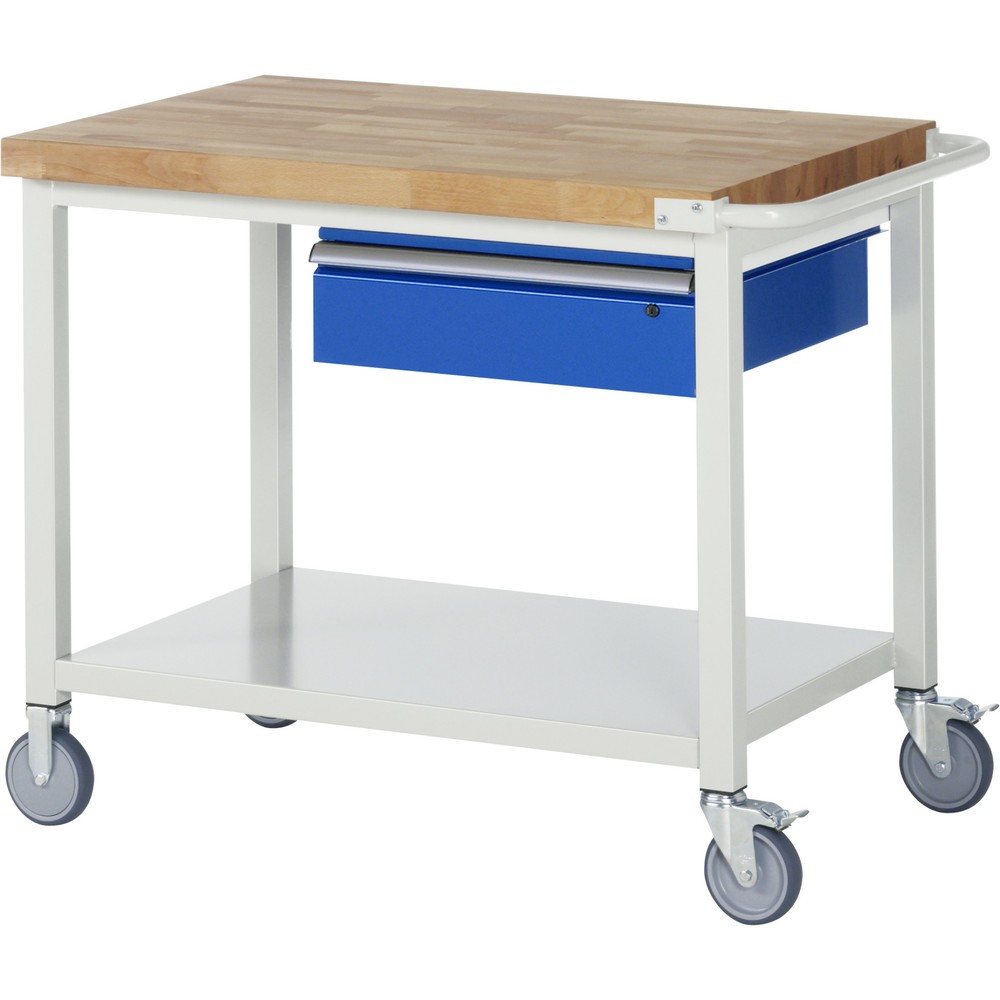 Produktabbildung: RAU mobile Werkbank Serie 8000, HxBxT 880 x 1.000 x 700 mm, Ablageboden unten, mit 1 Schublade rechts