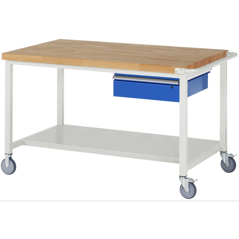 Produktabbildung: RAU mobile Werkbank Serie 8000, HxBxT 880 x 1.500 x 900 mm, Ablageboden unten, mit 1 Schublade rechts