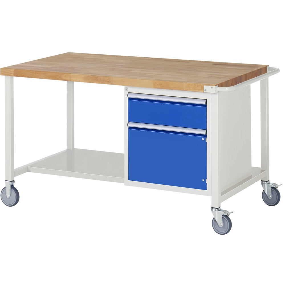 Produktabbildung: RAU mobile Werkbank Serie 8000, HxBxT 880 x 1.500 x 900 mm, 1 Container, 1 Flügeltür, 1 x 90%-Auszug-Schublade