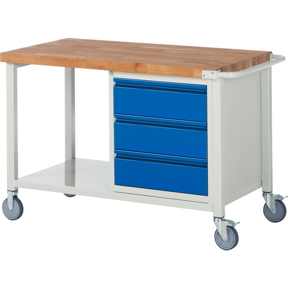 Produktabbildung Nr. 1: RAU mobile Werkbank Serie 8000, HxBxT 880 x 1.250 x 700 mm, 1 Container, 1 Ablageboden, 3 Schubladen