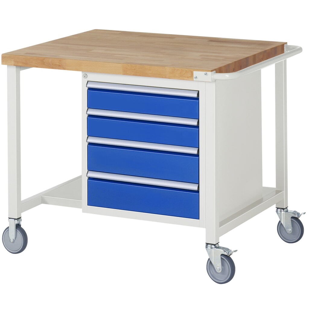Produktabbildung: RAU mobile Werkbank Serie 8000, HxBxT 880 x 1.000 x 900 mm, 1 Container, 4 x 90%-Auszug-Schubladen, Breite 490 mm