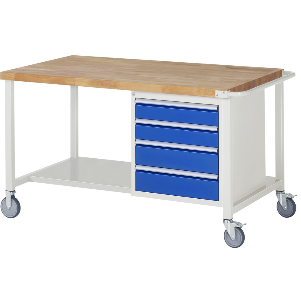 Produktabbildung Nr. 1: RAU mobile Werkbank Serie 8000, HxBxT 880 x 1.500 x 900 mm, 1 Container, 4 x 90%-Auszug-Schubladen, Breite 490 mm