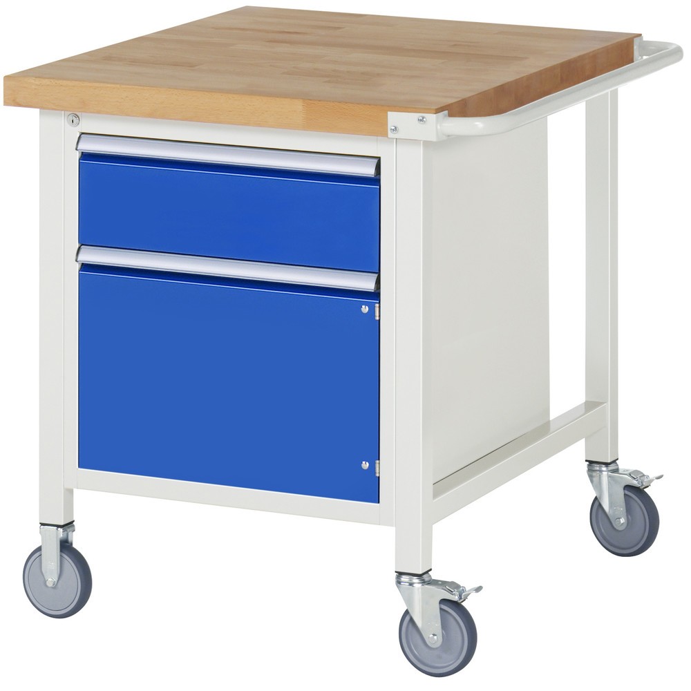 Produktabbildung: RAU mobile Werkbank Serie 8000, HxBxT 880 x 750 x 900 mm, 1 Container, 1 Flügeltür, 1 x 90%-Auszug-Schublade