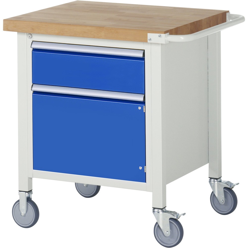 Produktabbildung Nr. 1: RAU mobile Werkbank Serie 8000, HxBxT 880 x 750 x 700 mm, 1 Container, 1 Flügeltür, 1 x 90%-Auszug-Schublade