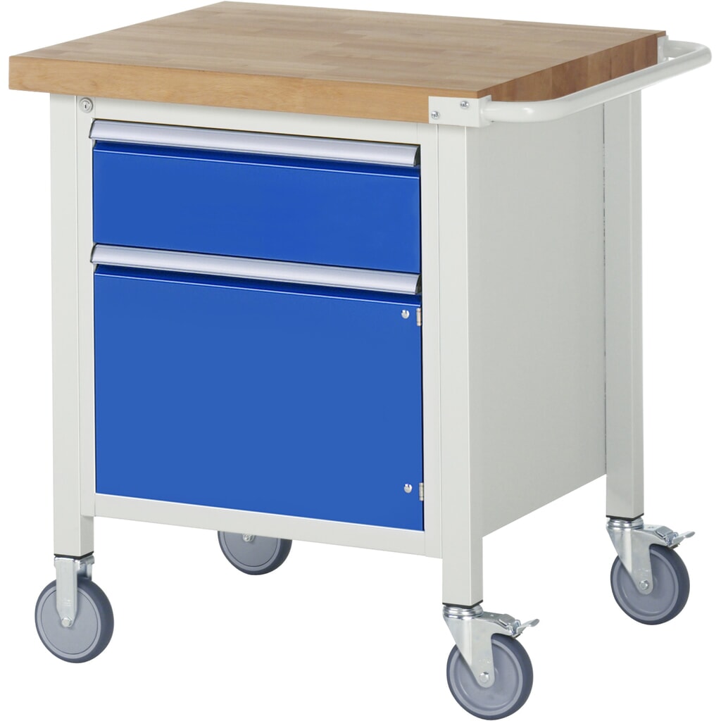 RAU mobile Werkbank Serie 8000, HxBxT 880-1.080 x 750 x 700 mm, 1 Container, 1 Flügeltür, 1 x 90%-Auszug-Schublade Produktabbildung: RAU mobile Werkbank Serie 8000, HxBxT 880-1.080 x 750 x 700 mm, 1 Container, 1 Flügeltür, 1 x 90%-Auszug-Schublade
