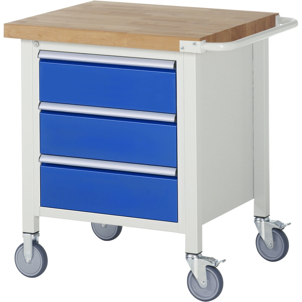 RAU mobile Werkbank Serie 8000, HxBxT 880-1.080 x 750 x 700 mm, 1 Container, 3 x 90%-Auszug-Schubladen, Breite 490 mm Produktabbildung: RAU mobile Werkbank Serie 8000, HxBxT 880-1.080 x 750 x 700 mm, 1 Container, 3 x 90%-Auszug-Schubladen, Breite 490 mm