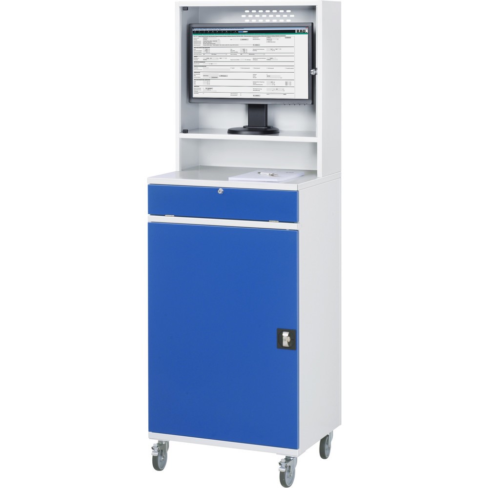 Produktabbildung Nr. 4: RAU mobiler Computer-Schrank, HxBxT 1.895 x 650 x 520 mm, mit 1 Flügeltür, Tastaturauszug und Monitorgehäuse