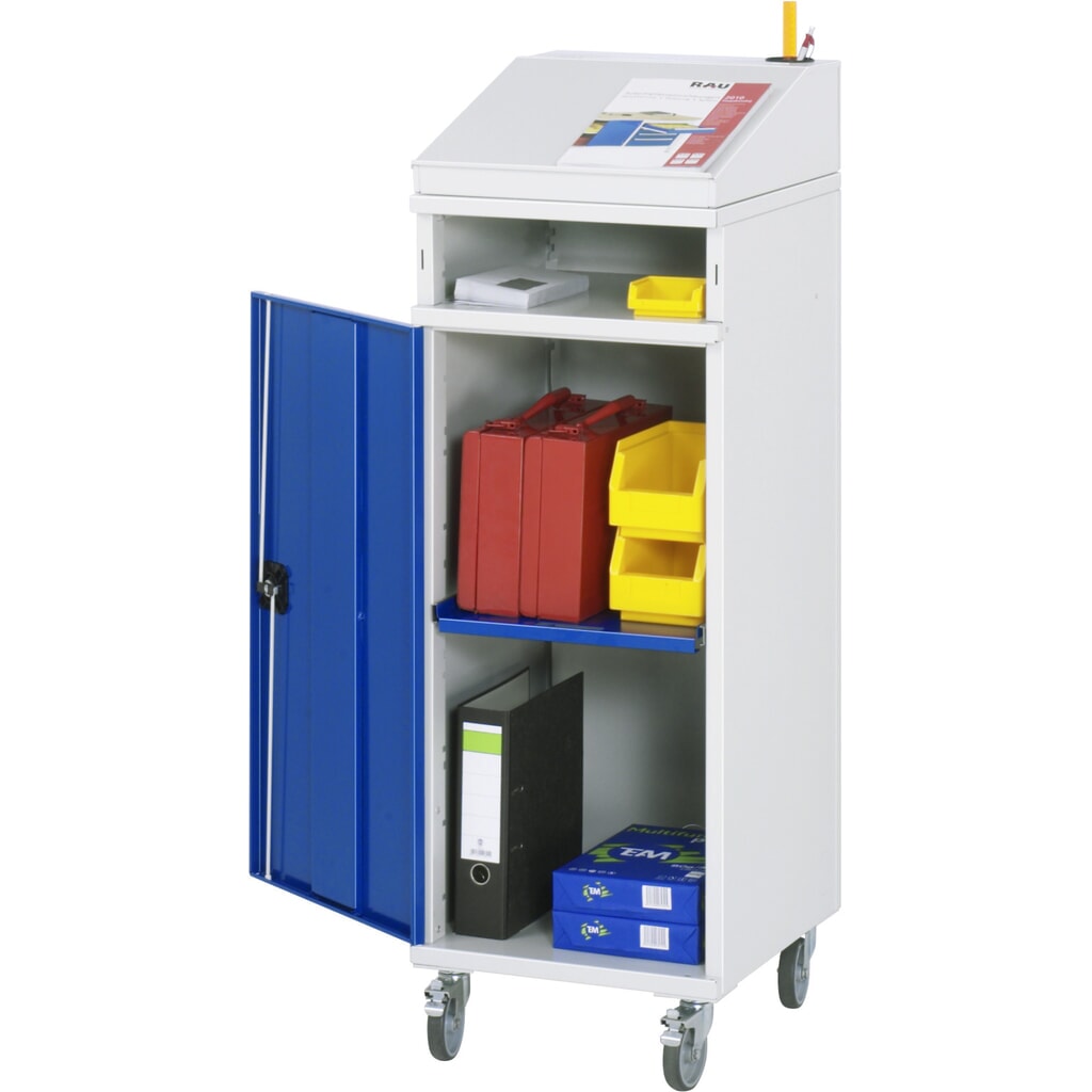 RAU mobiles Rollpult, HxBxT 1.235-1.345 x 450 x 520 mm, ohne Schubladen Produktabbildung: RAU mobiles Rollpult, HxBxT 1.235-1.345 x 450 x 520 mm, ohne Schubladen