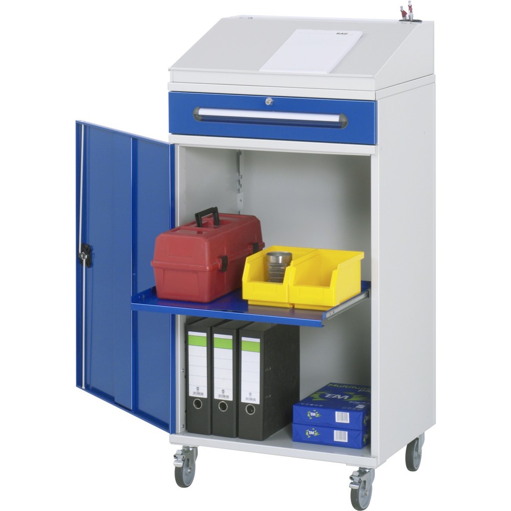 Produktabbildung: RAU mobiles Rollpult, HxBxT 1.235-1.345 x 650 x 520 mm, Schubladen 1 x 120 mm