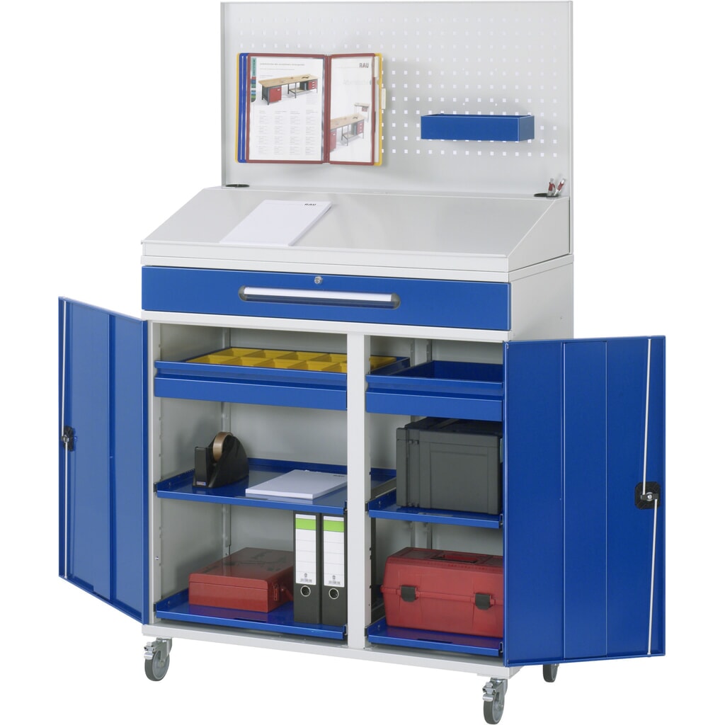 Produktabbildung Nr. 3: RAU mobiles Rollpult, HxBxT 1.235-1.895 x 1.100 x 520 mm, Schubladen 2 x 80, 1 x 120 mm