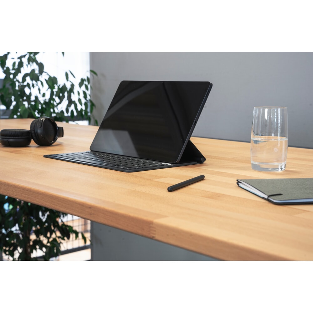 Produktabbildung Nr. 3: RAU Schreibtisch adlatus 100, elektrisch höhenverstellbar, HxBxT 650-1.300 x 2.000 x 800 mm, lichtgrau, Buche-Massiv Arbeitsplatte