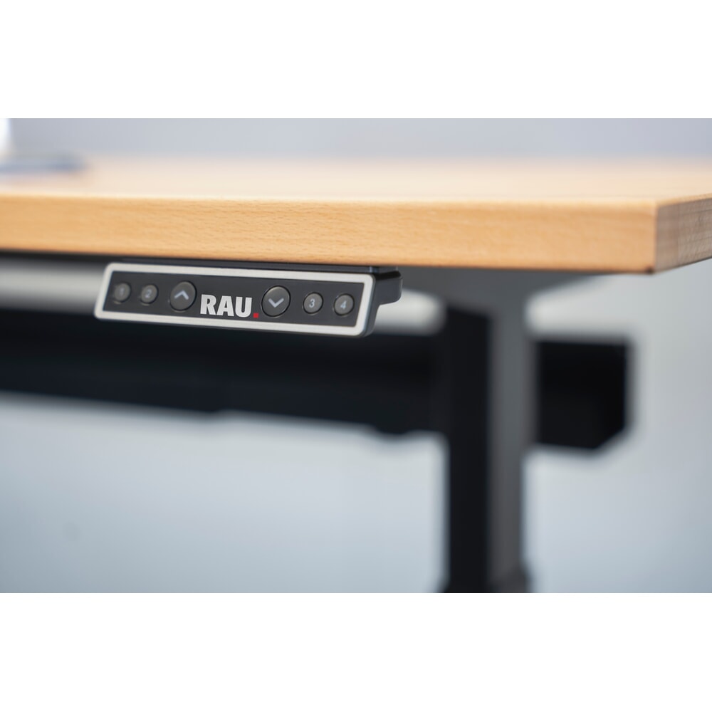 Produktabbildung Nr. 4: RAU Schreibtisch adlatus 100, elektrisch höhenverstellbar, HxBxT 650-1.300 x 1.500 x 800 mm, tiefschwarz, Buche-Massiv Arbeitsplatte