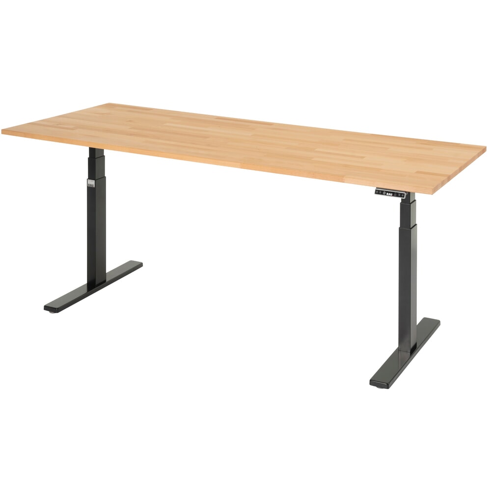 Produktabbildung Nr. 6: RAU Schreibtisch adlatus 100, elektrisch höhenverstellbar, HxBxT 650-1.300 x 2.000 x 800 mm, tiefschwarz, Buche-Massiv Arbeitsplatte