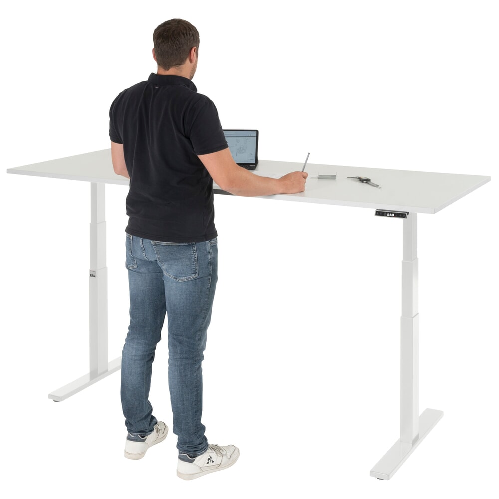 Produktabbildung Nr. 3: RAU Schreibtisch adlatus 100, elektrisch höhenverstellbar, HxBxT 650-1.300 x 2.000 x 800 mm, lichtgrau, Melamin Arbeitsplatte