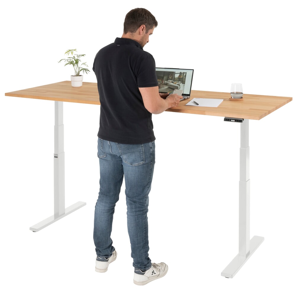 Produktabbildung Nr. 5: RAU Schreibtisch adlatus 100, elektrisch höhenverstellbar, HxBxT 650-1.300 x 2.000 x 800 mm, lichtgrau, Buche-Massiv Arbeitsplatte