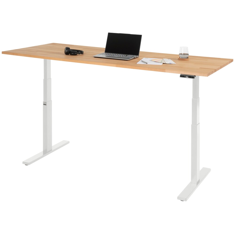 Produktabbildung Nr. 6: RAU Schreibtisch adlatus 100, elektrisch höhenverstellbar, HxBxT 650-1.300 x 2.000 x 800 mm, lichtgrau, Buche-Massiv Arbeitsplatte