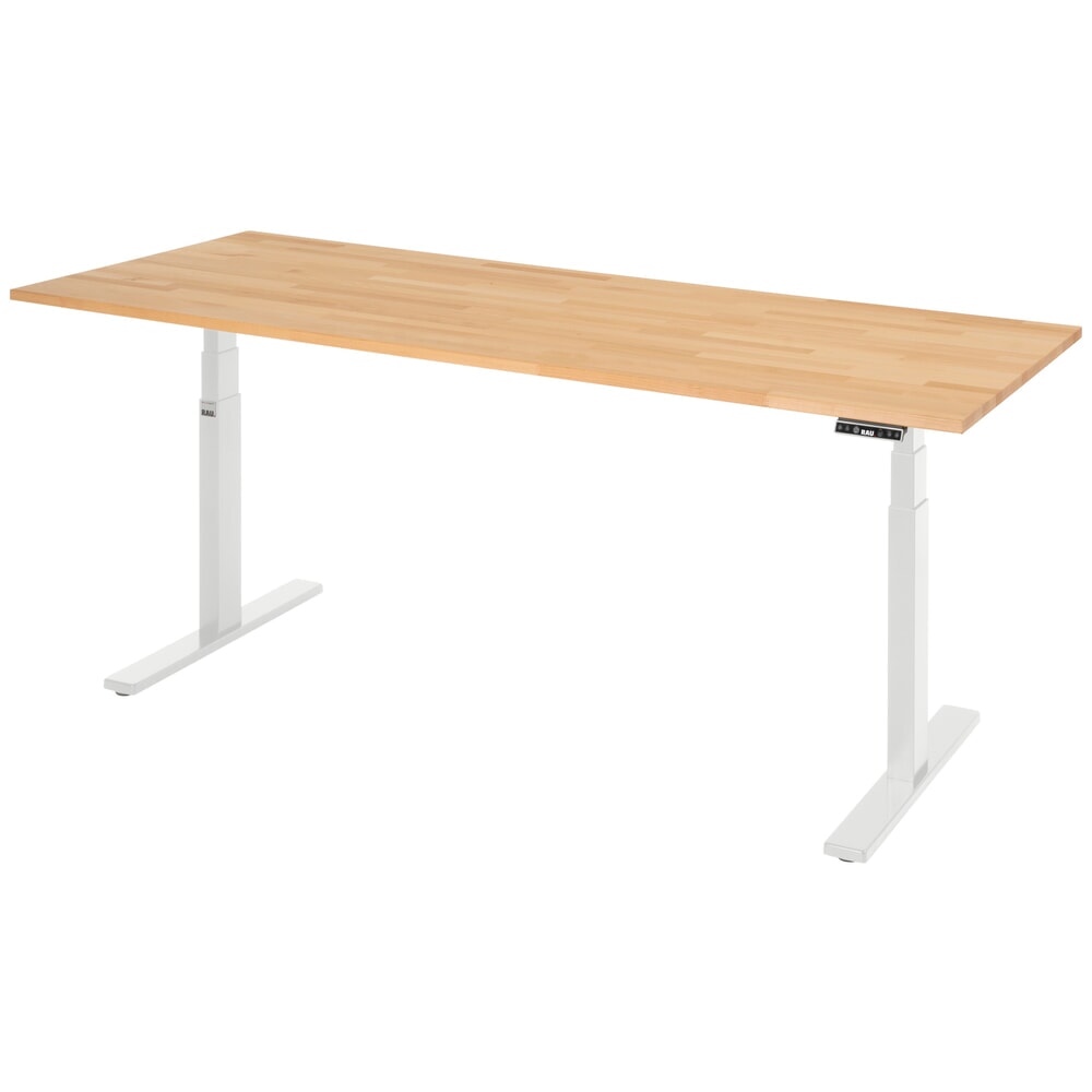 Produktabbildung Nr. 7: RAU Schreibtisch adlatus 100, elektrisch höhenverstellbar, HxBxT 650-1.300 x 2.000 x 800 mm, lichtgrau, Buche-Massiv Arbeitsplatte