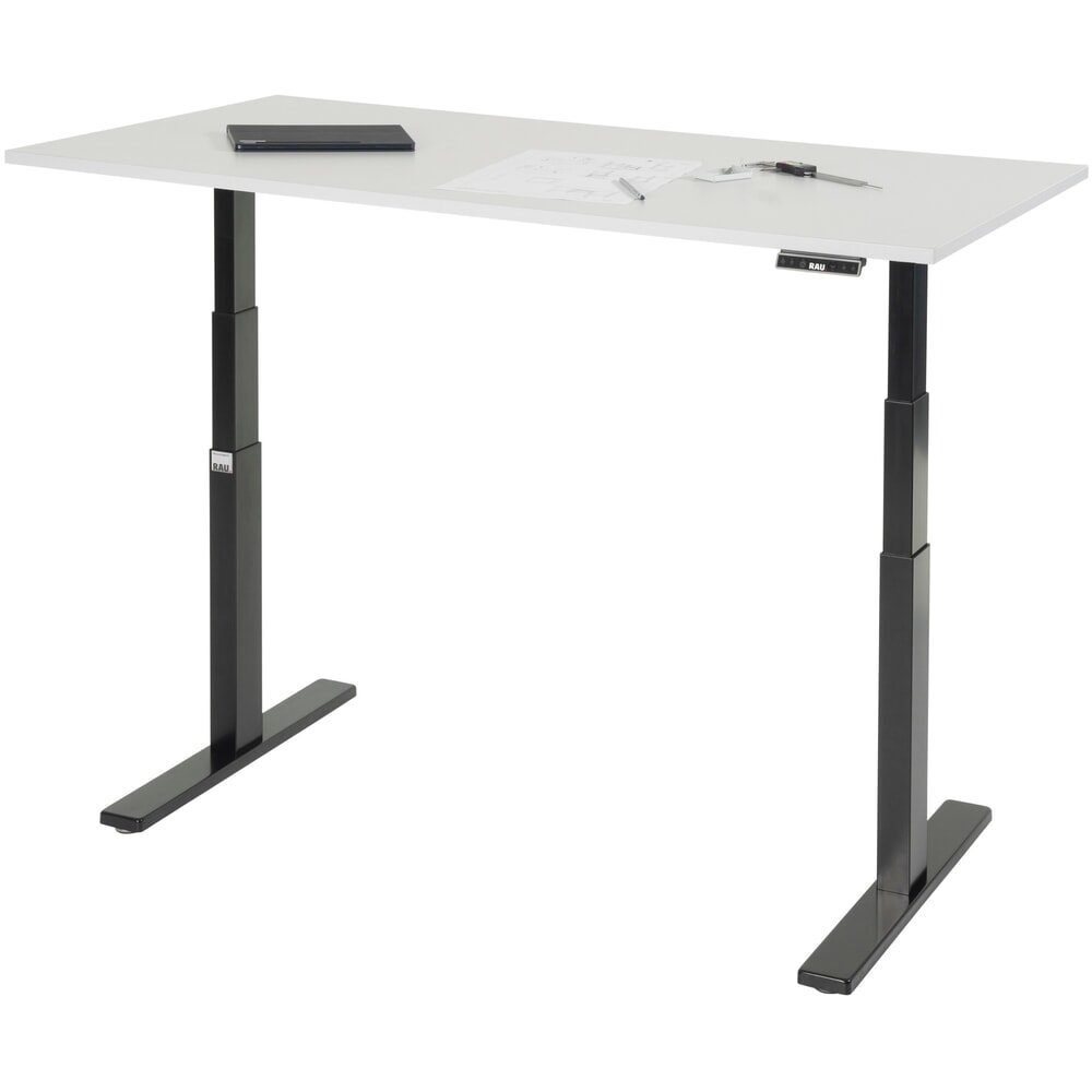 Produktabbildung Nr. 3: RAU Schreibtisch adlatus 100, elektrisch höhenverstellbar, HxBxT 650-1.300 x 1.500 x 800 mm, tiefschwarz, Melamin Arbeitsplatte