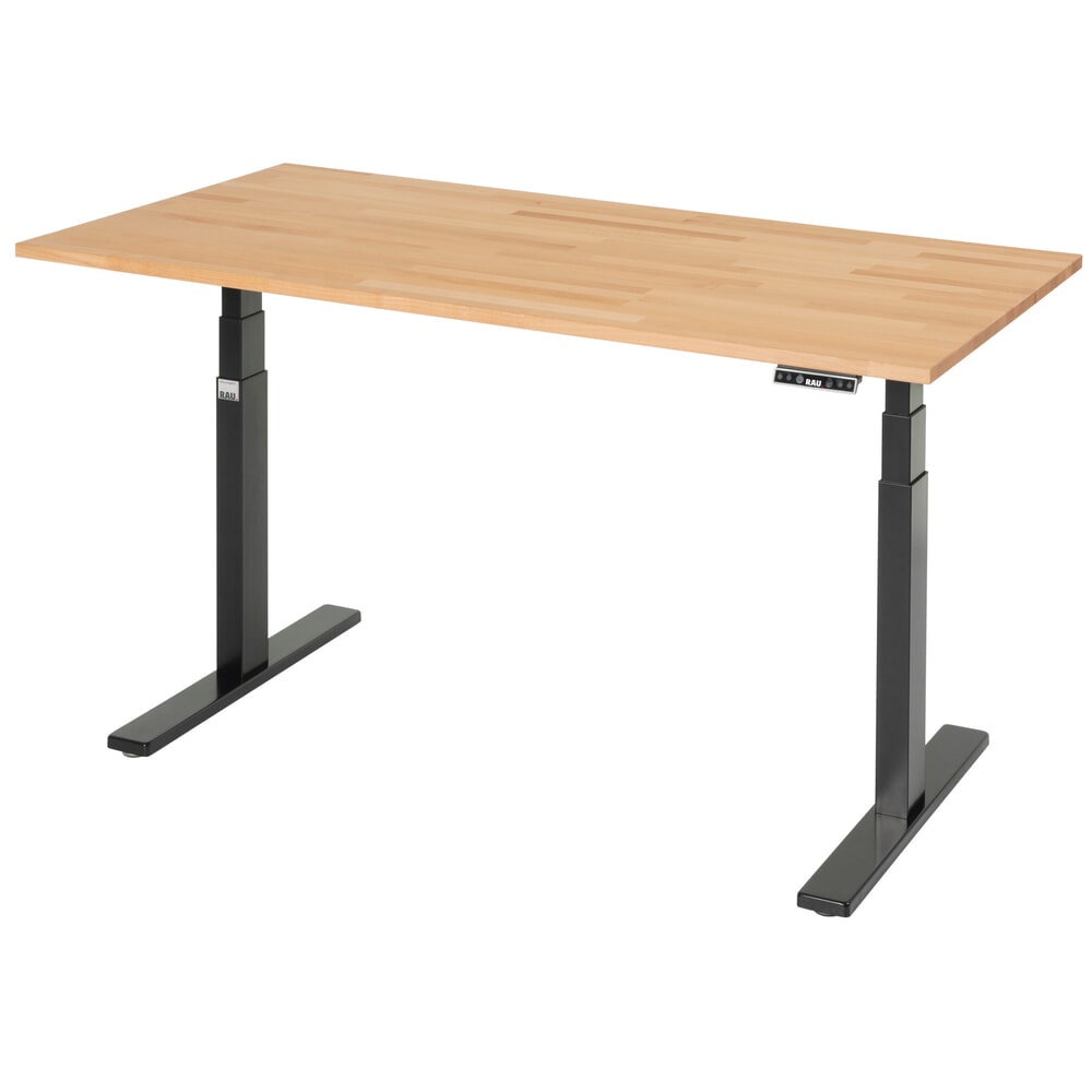 Produktabbildung Nr. 6: RAU Schreibtisch adlatus 100, elektrisch höhenverstellbar, HxBxT 650-1.300 x 1.500 x 800 mm, tiefschwarz, Buche-Massiv Arbeitsplatte
