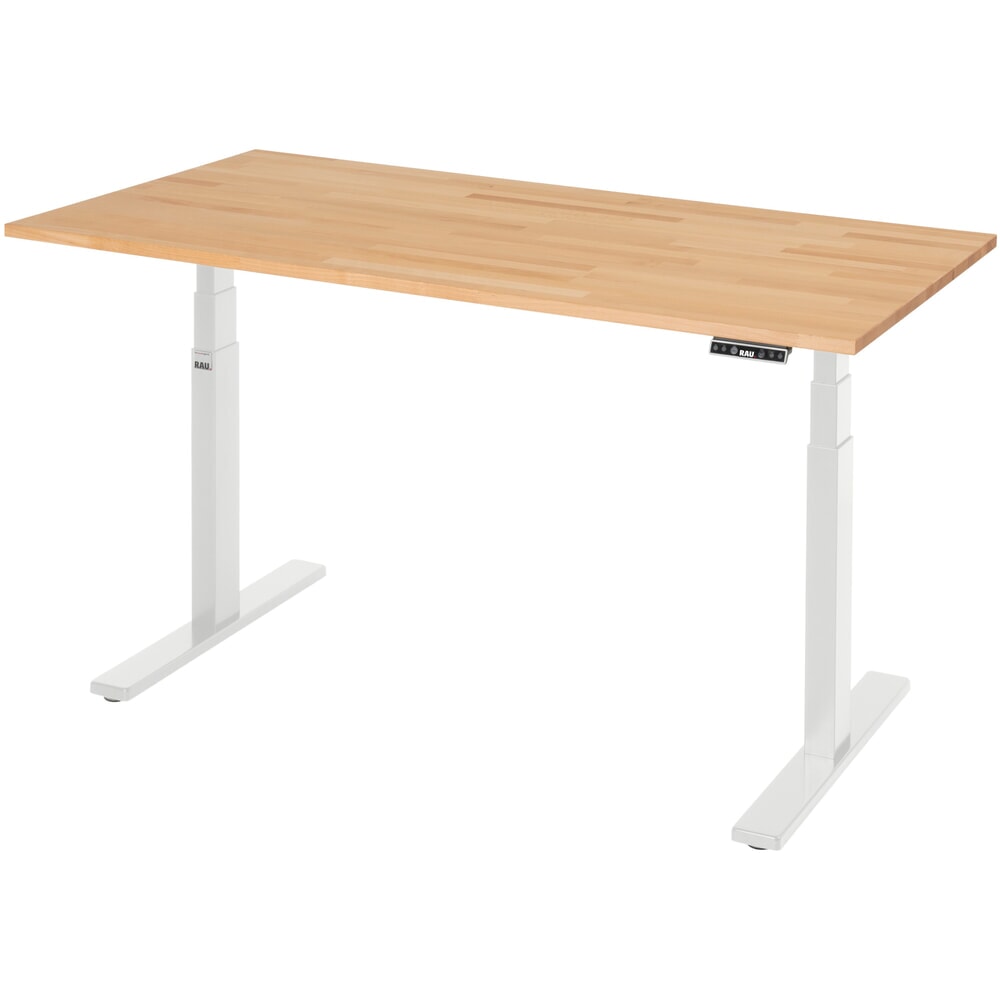 Produktabbildung Nr. 6: RAU Schreibtisch adlatus 100, elektrisch höhenverstellbar, HxBxT 650-1.300 x 1.500 x 800 mm, lichtgrau, Buche-Massiv Arbeitsplatte