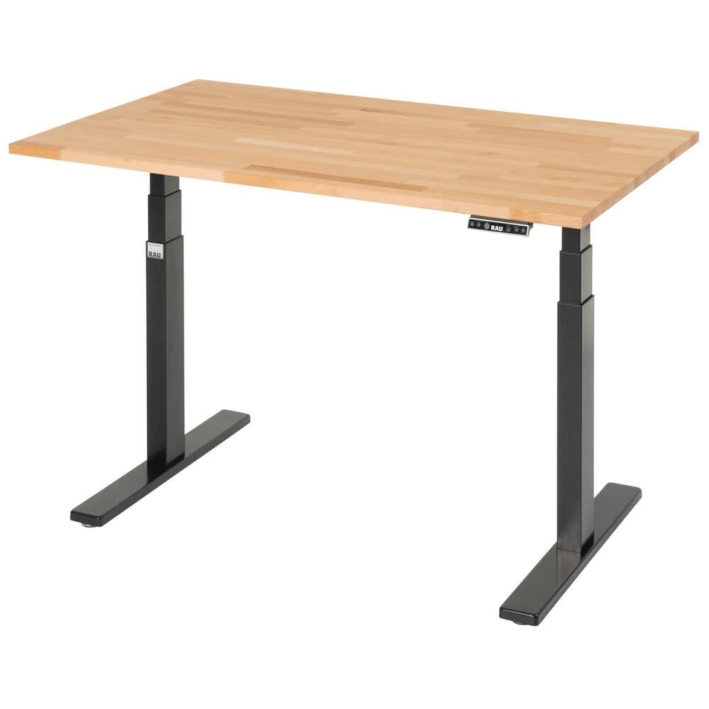 Produktabbildung Nr. 6: RAU Schreibtisch adlatus 100, elektrisch höhenverstellbar, HxBxT 650-1.300 x 1.250 x 800 mm, tiefschwarz, Buche-Massiv Arbeitsplatte