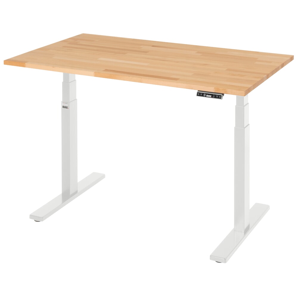Produktabbildung Nr. 5: RAU Schreibtisch adlatus 100, elektrisch höhenverstellbar, HxBxT 650-1.300 x 1.250 x 800 mm, lichtgrau, Buche-Massiv Arbeitsplatte